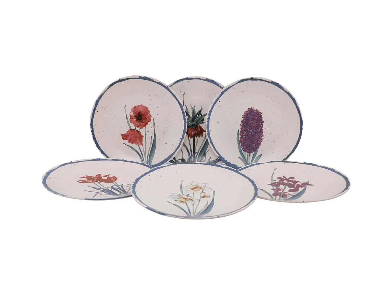 Lot de 6 assiettes Iret D25cm Céramique Motif Fleur