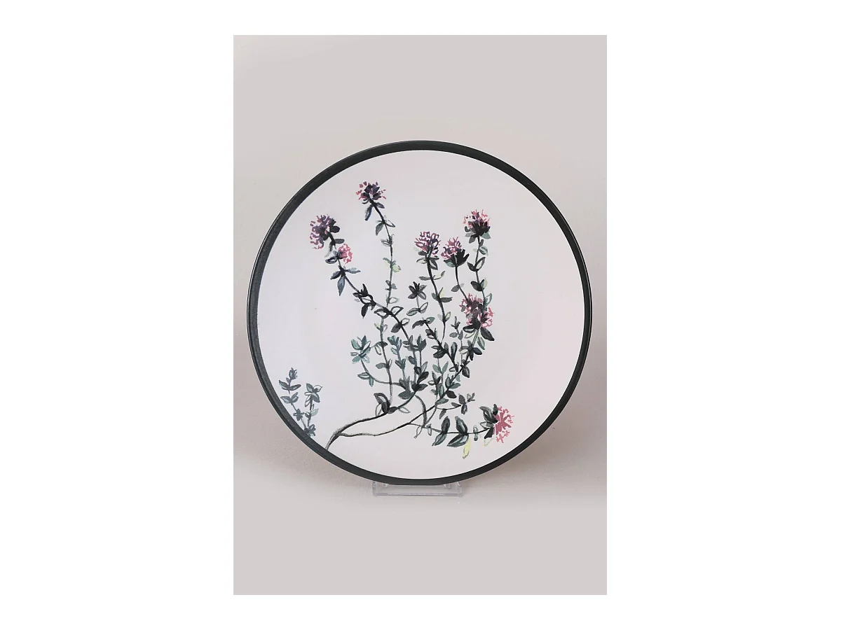 Lot de 6 grandes assiettes Olya D25cm Céramique Motif Plantes