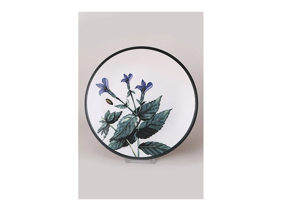 Lot de 6 grandes assiettes Olya D25cm Céramique Motif Plantes