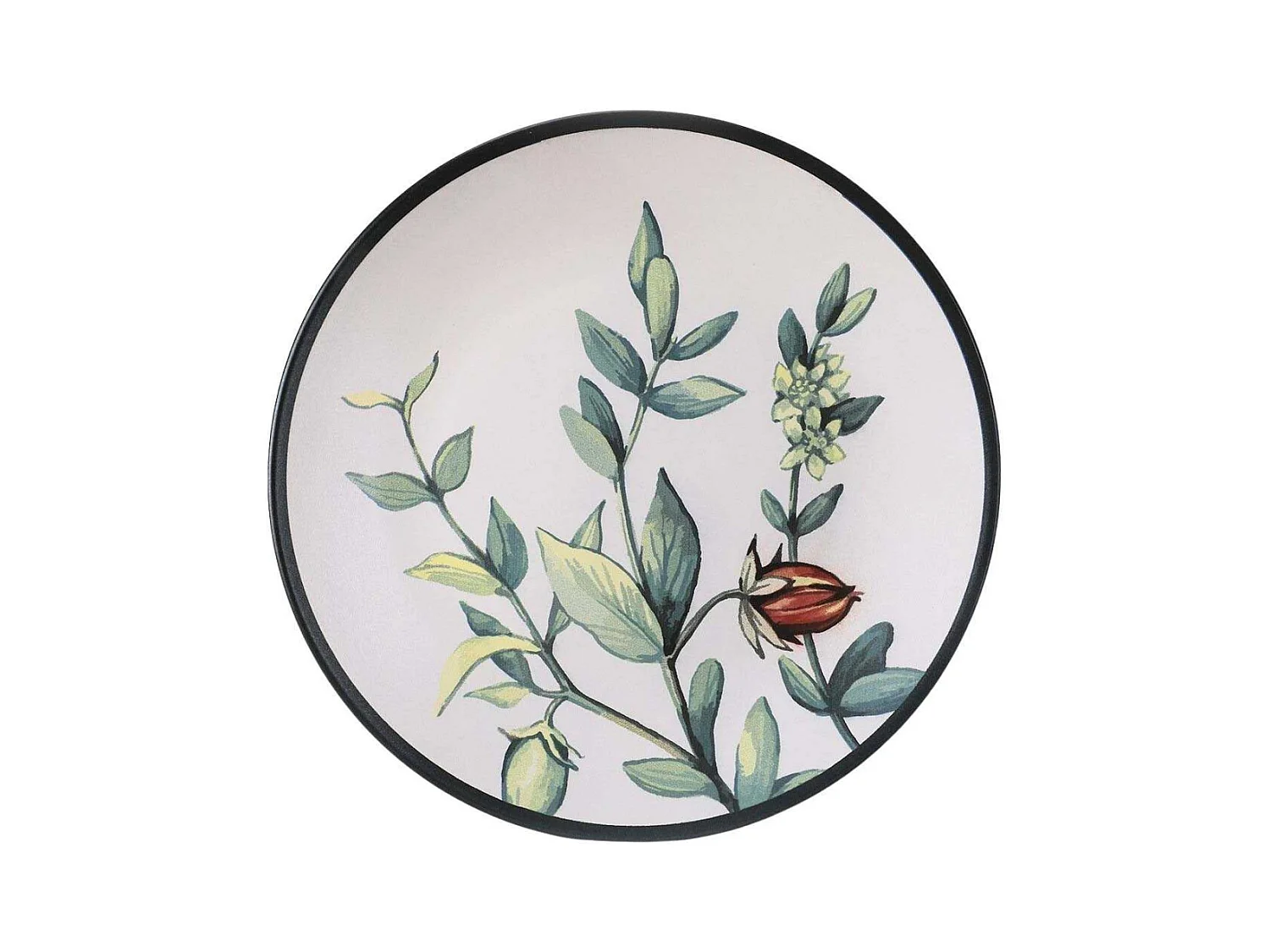 Lot de 6 grandes assiettes Olya D25cm Céramique Motif Plantes