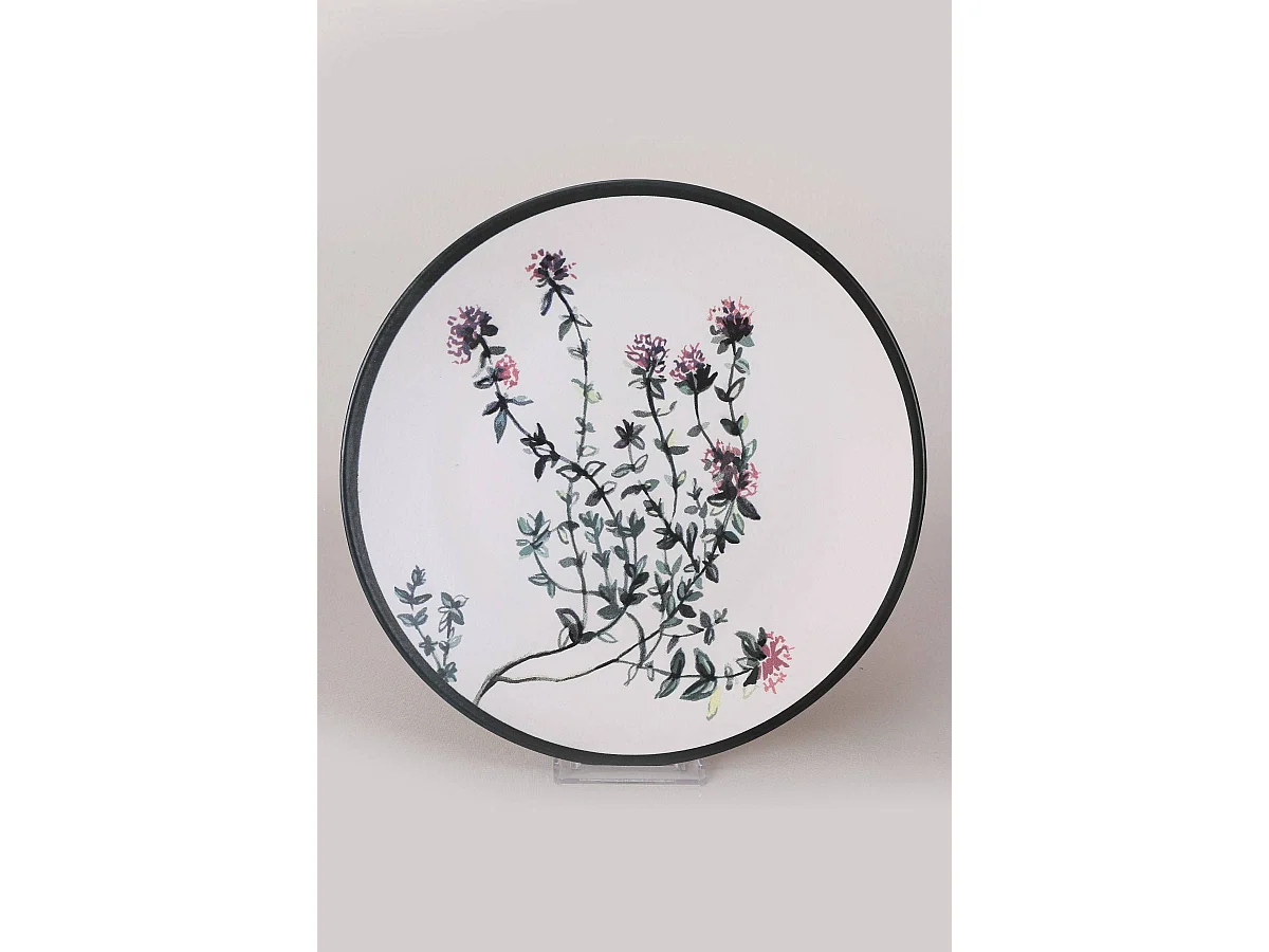 Lot de 6 grandes assiettes Olya D25cm Céramique Motif Plantes