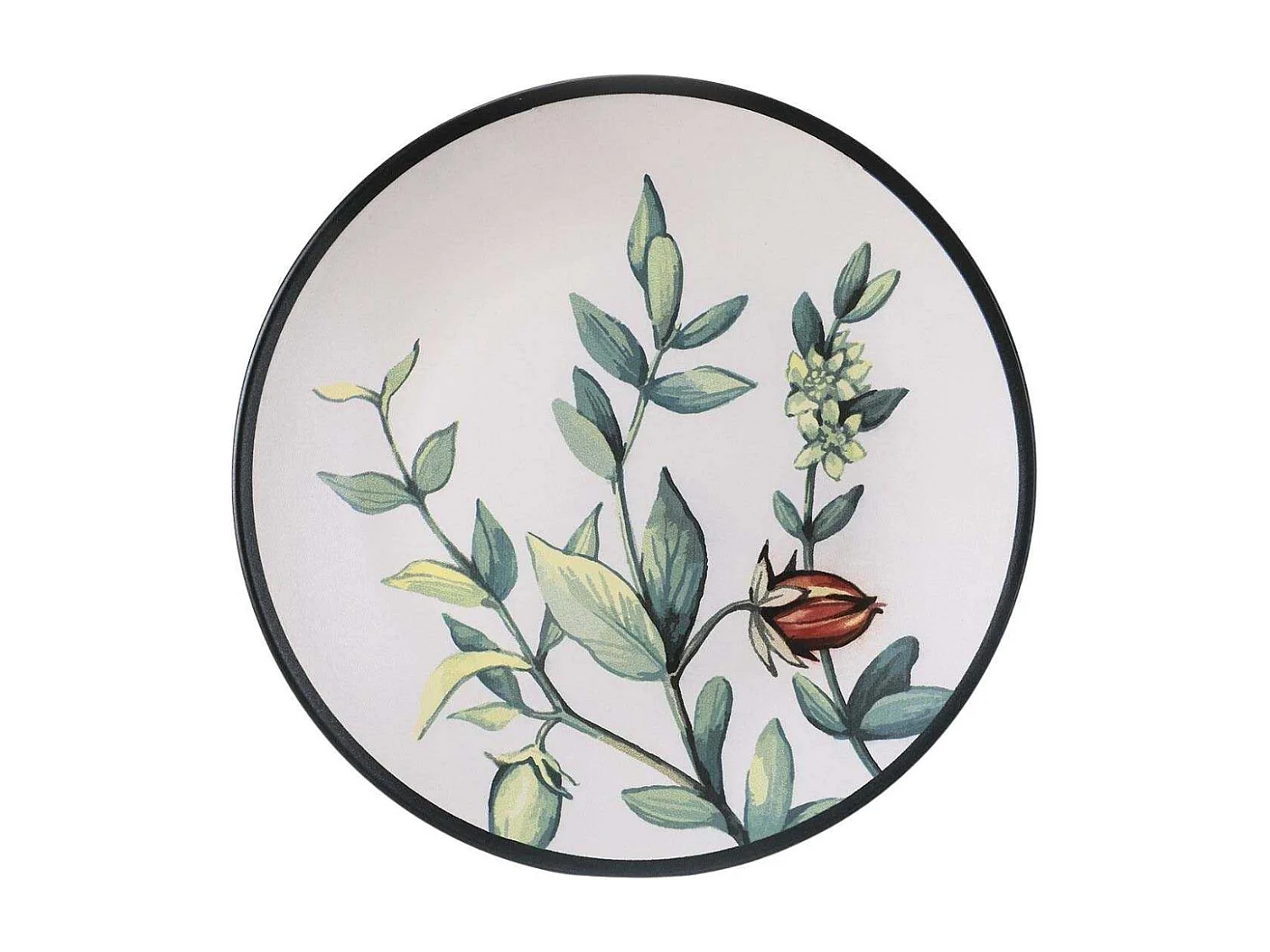 Lot de 6 grandes assiettes Olya D25cm Céramique Motif Plantes