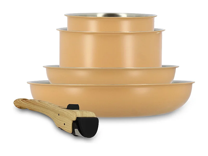 Menastyl - Set 5 Pieces Easynox En Acier Inoxydable Et Aluminium Corail