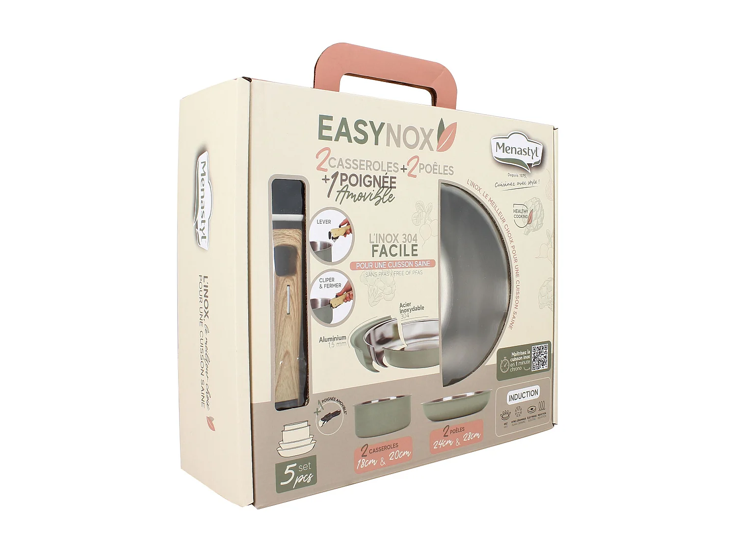 Menastyl - Set 5 Pièces Easynox En Acier Inoxydable Et Aluminium Brume