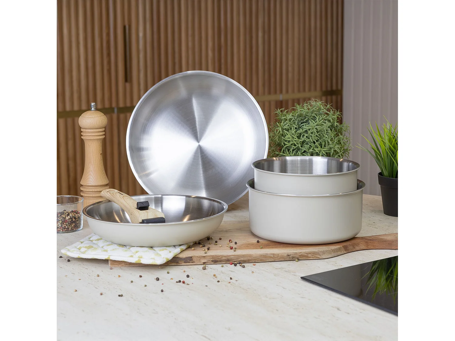 Menastyl - Set 5 Pieces Easynox En Acier Inoxydable Et Aluminium Ecume