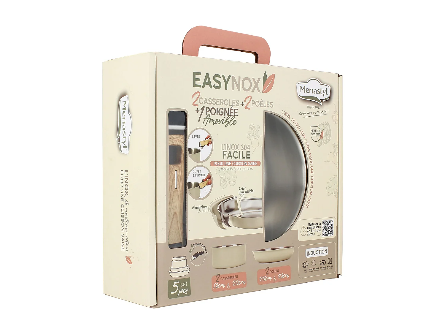 Menastyl - Set 5 Pièces Easynox En Acier Inoxydable Et Aluminium écume