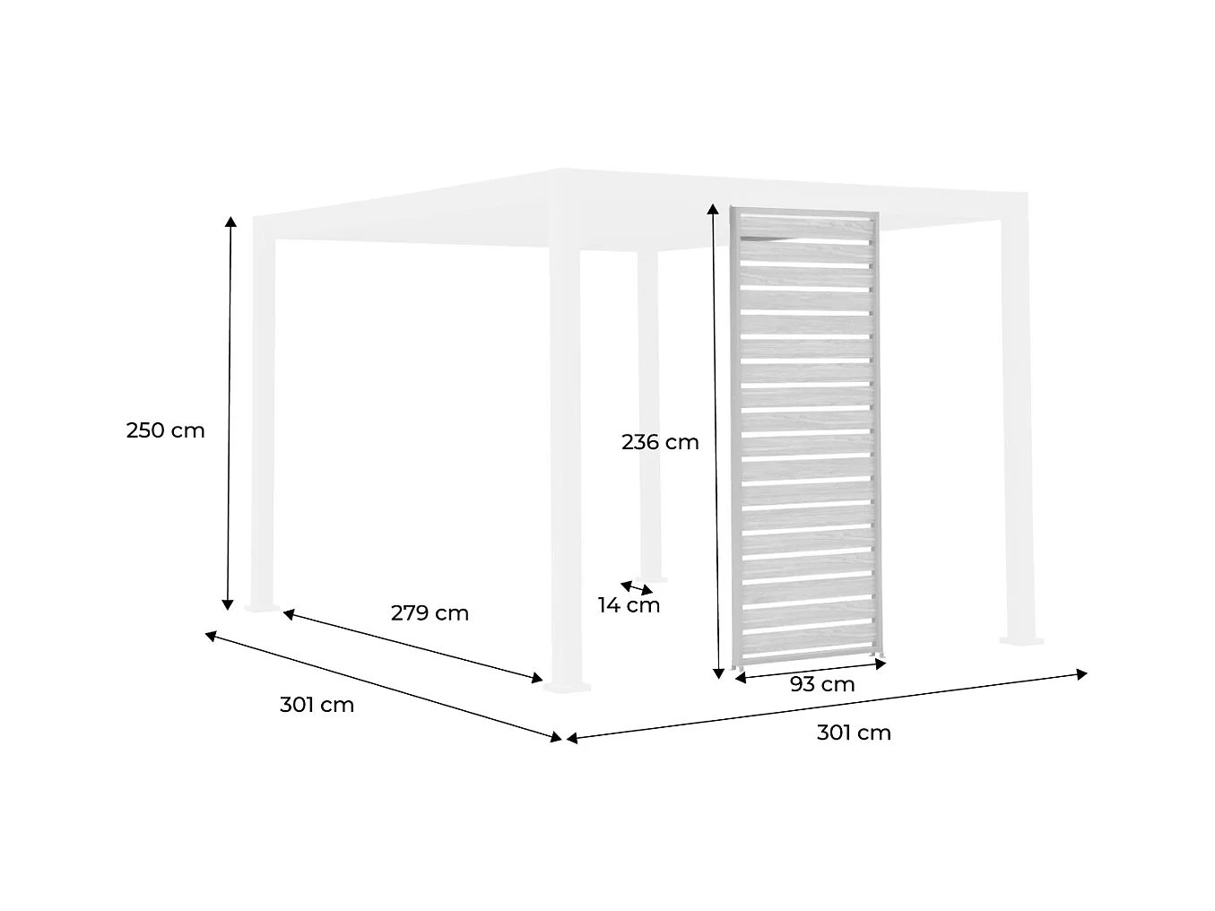 Persienne 100 cm pour pergola bioclimatique Triomphe aluminium effet bois anthracite