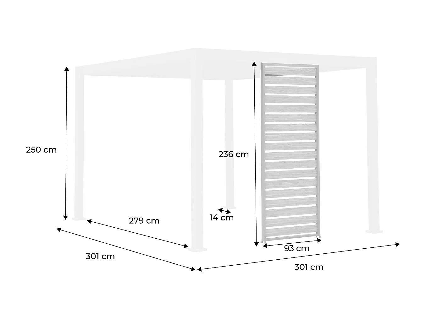 Persiana de 100cm de aluminio efecto madera para pérgola triomphe
