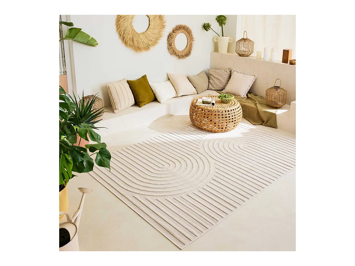 Tapis intérieur extérieur en polypropylène Fira 986 blanc 290 x 200 cm