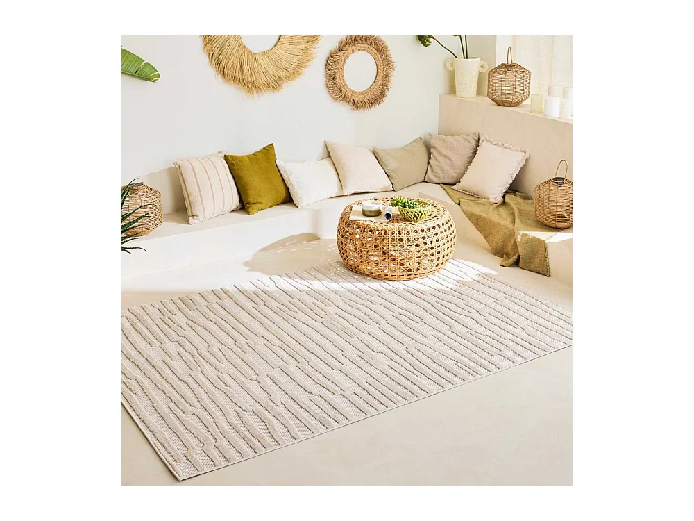 Tapis intérieur extérieur en polypropylène Fira 990 blanc 290 x 200 cm