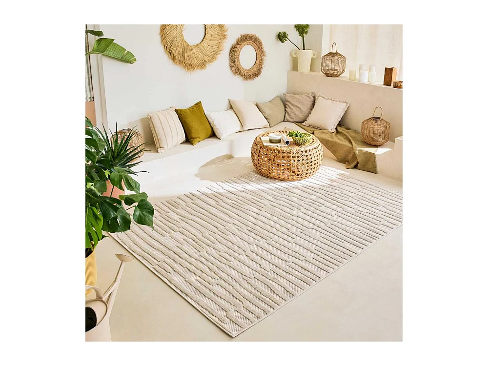 Tapis intérieur extérieur en polypropylène Fira 990 blanc 290 x 200 cm