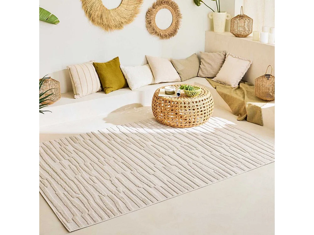 Tapis intérieur extérieur en polypropylène Fira 990 blanc 290 x 200 cm