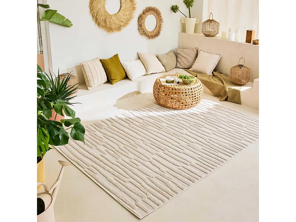 Tapis intérieur extérieur en polypropylène Fira 990 blanc 290 x 200 cm