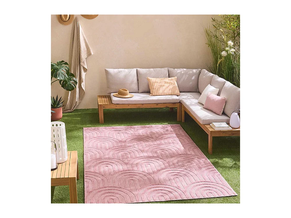 Tapis intérieur extérieur en polypropylène Fira 985 Rose 290 x 200 cm
