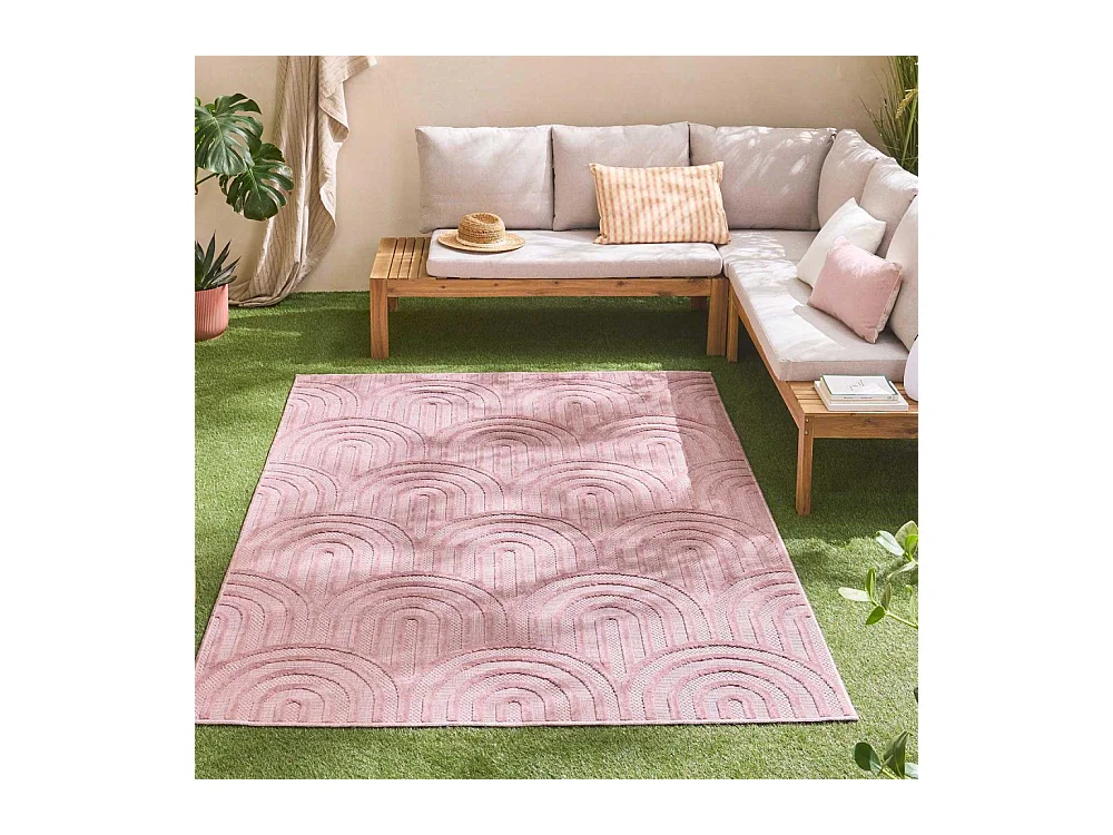 Tapis intérieur extérieur en polypropylène Fira 985 Rose 290 x 200 cm