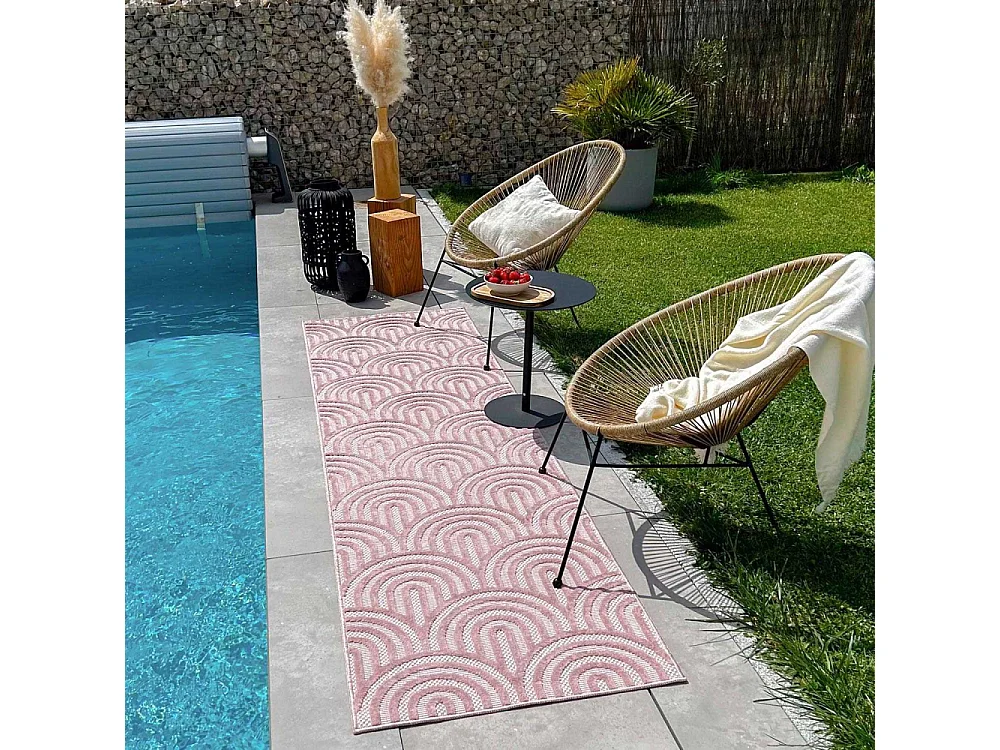 Tapis intérieur extérieur en polypropylène Fira 985 Rose 290 x 200 cm