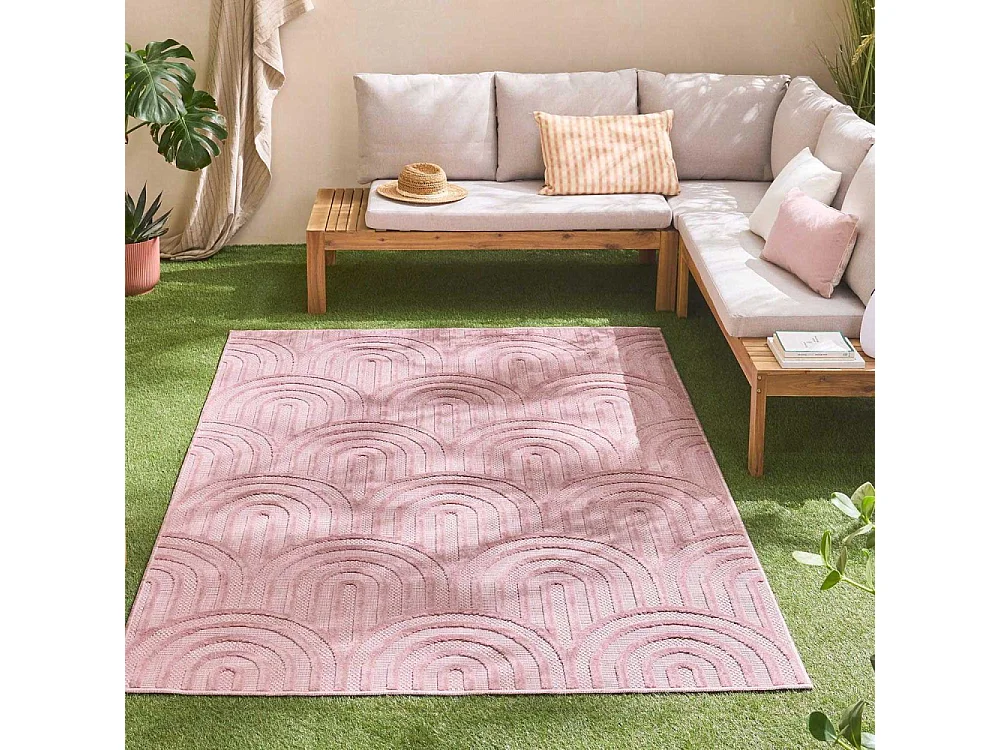 Tapis intérieur extérieur en polypropylène Fira 985 Rose 290 x 200 cm