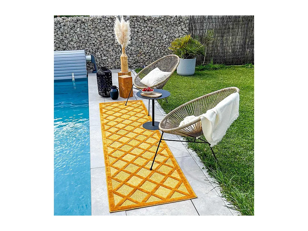 Tapis intérieur extérieur en polypropylène Fira 991 jaune 230 x 160 cm
