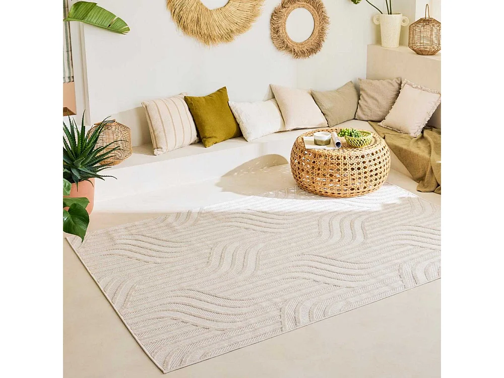 Tapis intérieur extérieur en polypropylène Fira 989 blanc 230 x 160 cm