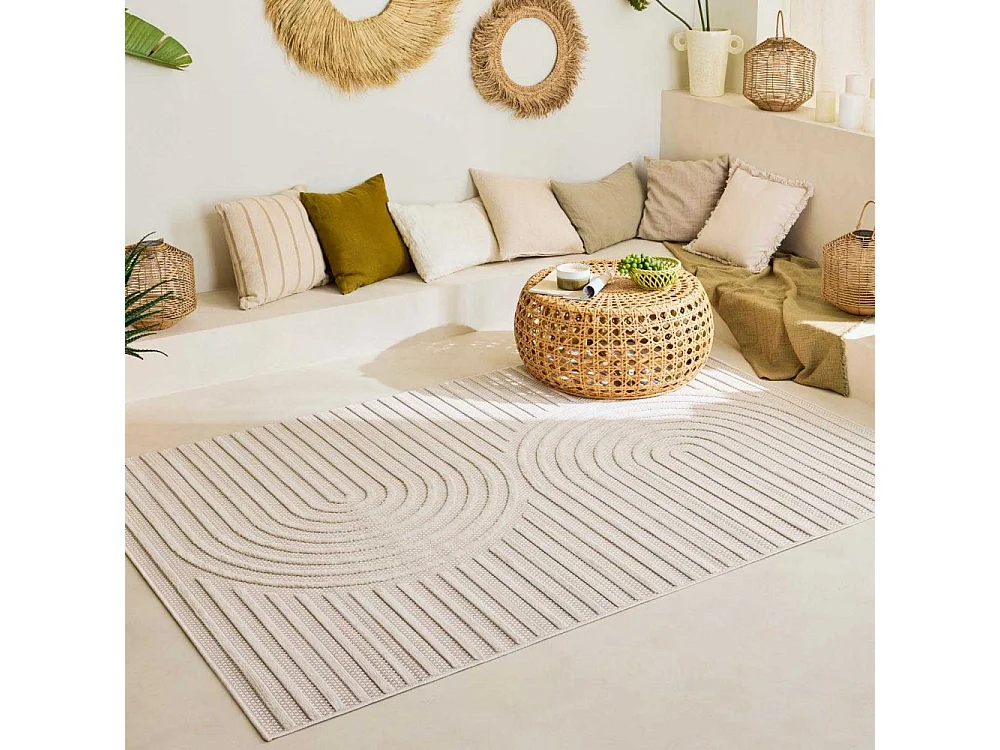 Tapis intérieur extérieur en polypropylène Fira 986 blanc 300 x 80 cm