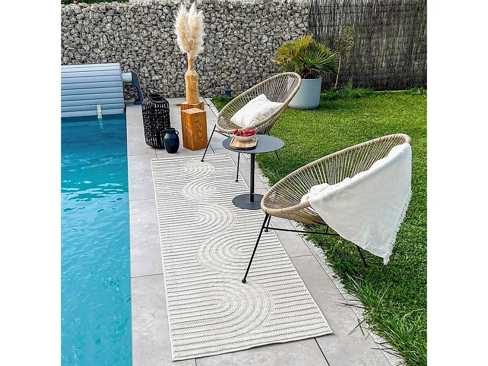 Tapis intérieur extérieur en polypropylène Fira 986 blanc 300 x 80 cm