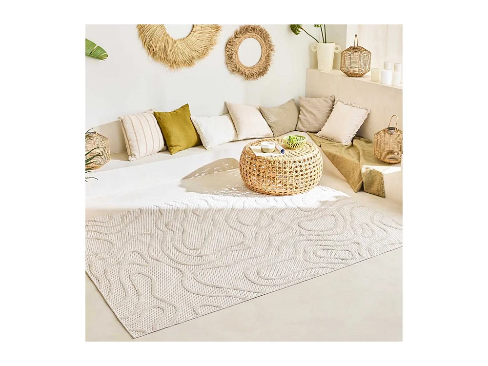 Tapis intérieur extérieur en polypropylène Fira 988 blanc 290 x 200 cm