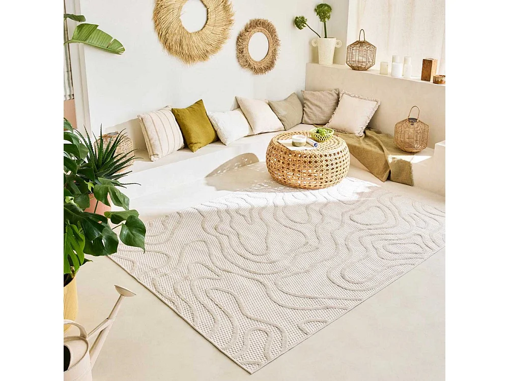 Tapis intérieur extérieur en polypropylène Fira 988 blanc 290 x 200 cm