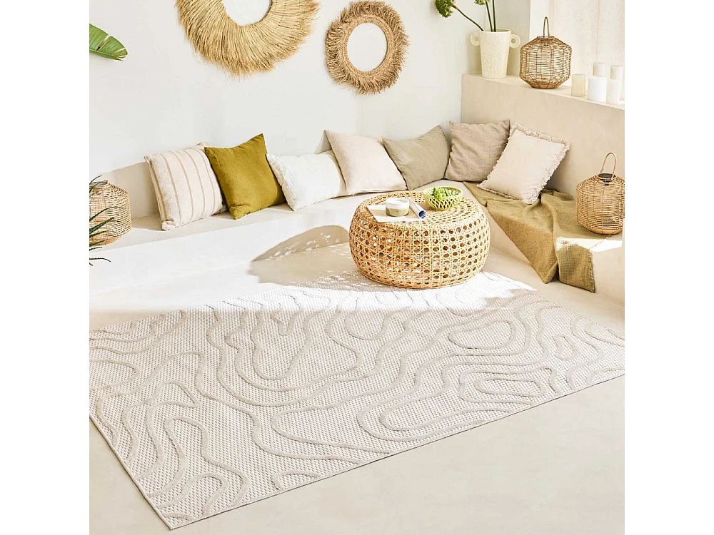 Tapis intérieur extérieur en polypropylène Fira 988 blanc 290 x 200 cm