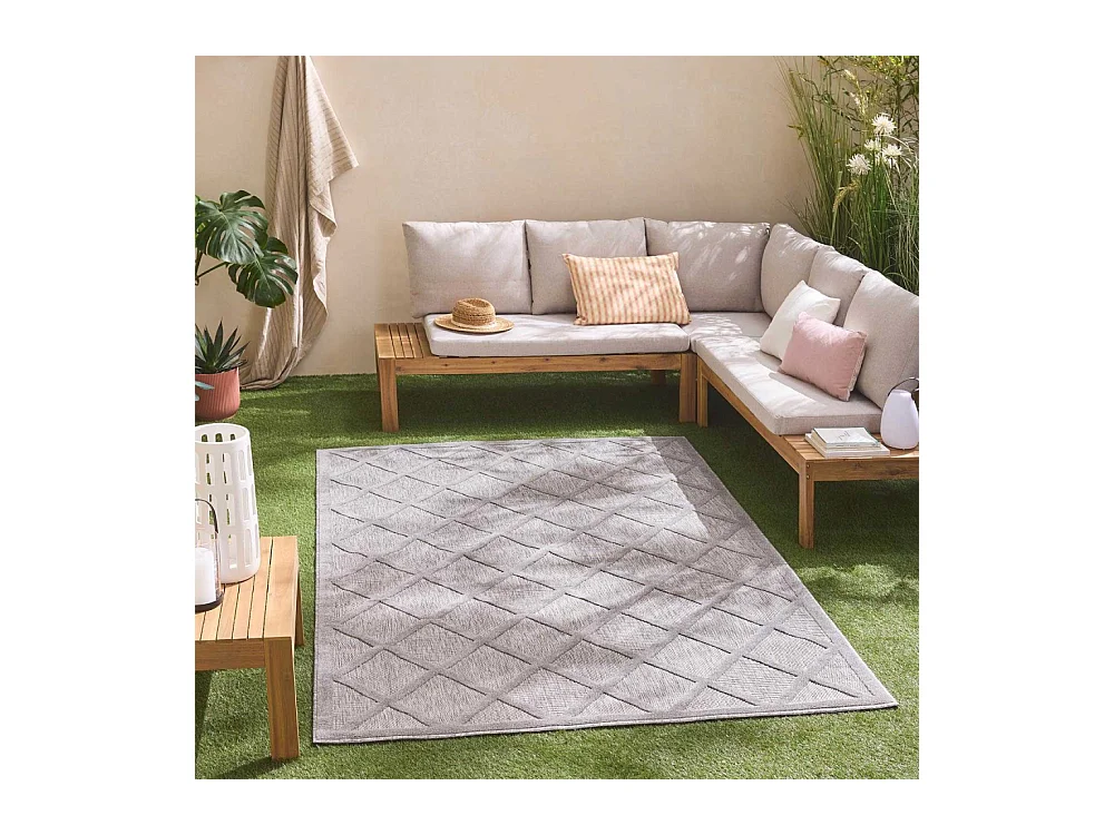 Tapis intérieur extérieur en polypropylène Fira 991 gris 290 x 200 cm