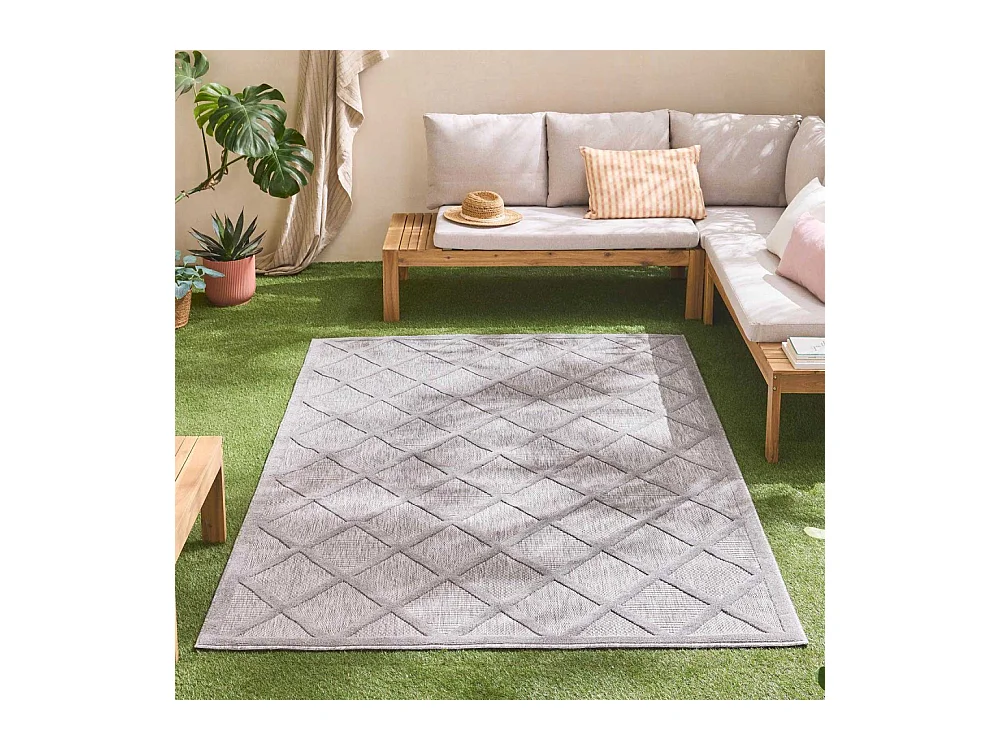Tapis intérieur extérieur en polypropylène Fira 991 gris 290 x 200 cm