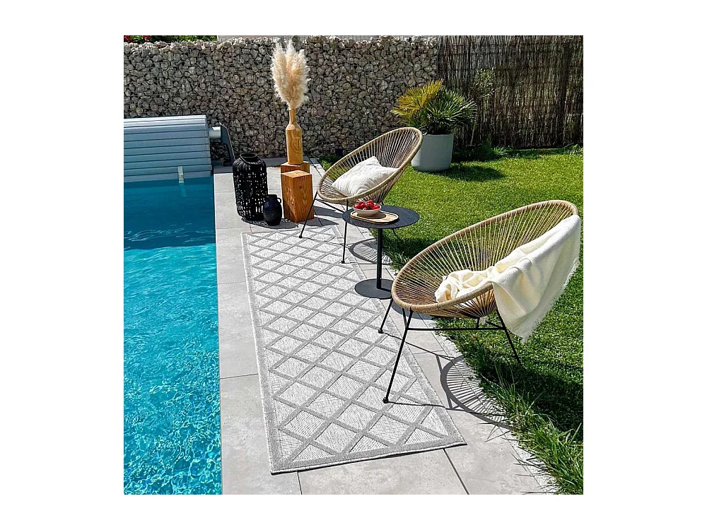 Tapis intérieur extérieur en polypropylène Fira 991 gris 290 x 200 cm