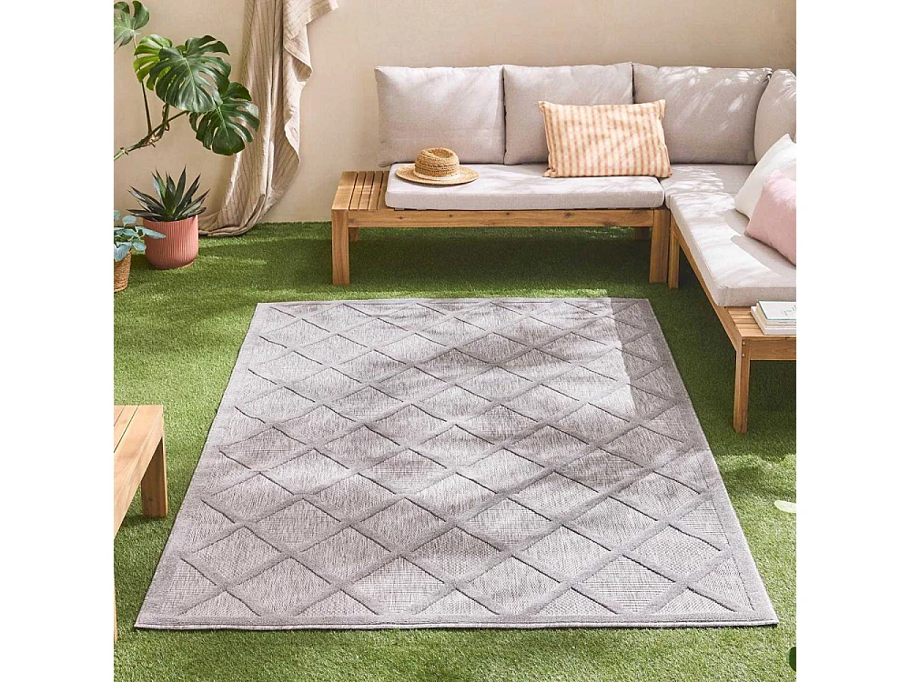 Tapis intérieur extérieur en polypropylène Fira 991 gris 290 x 200 cm