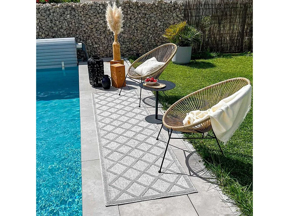 Tapis intérieur extérieur en polypropylène Fira 991 gris 290 x 200 cm