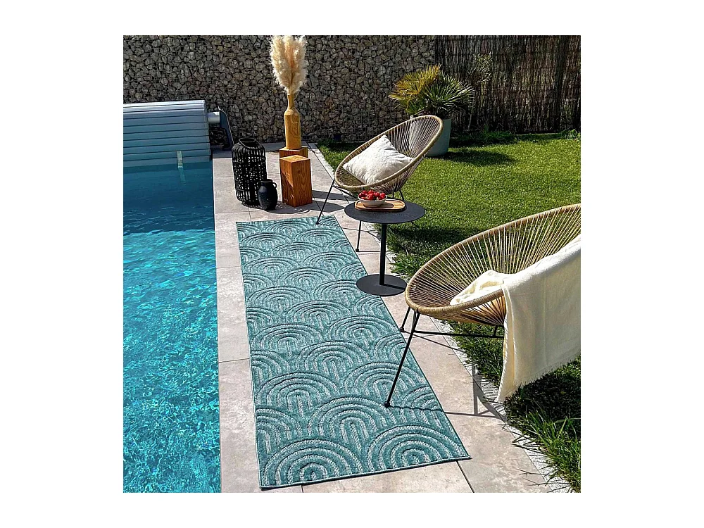 Tapis intérieur extérieur en polypropylène Fira 985 turquoise 230 x 160 cm