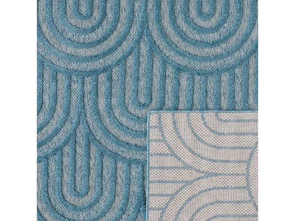 Tapis intérieur extérieur en polypropylène Fira 985 turquoise 300 x 80 cm