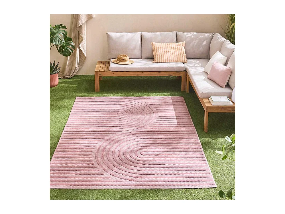 Tapis intérieur extérieur en polypropylène Fira 986 rose 290 x 200 cm
