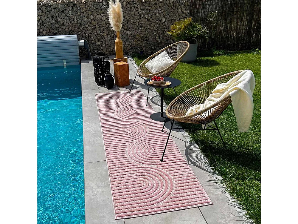 Tapis intérieur extérieur en polypropylène Fira 986 rose 290 x 200 cm