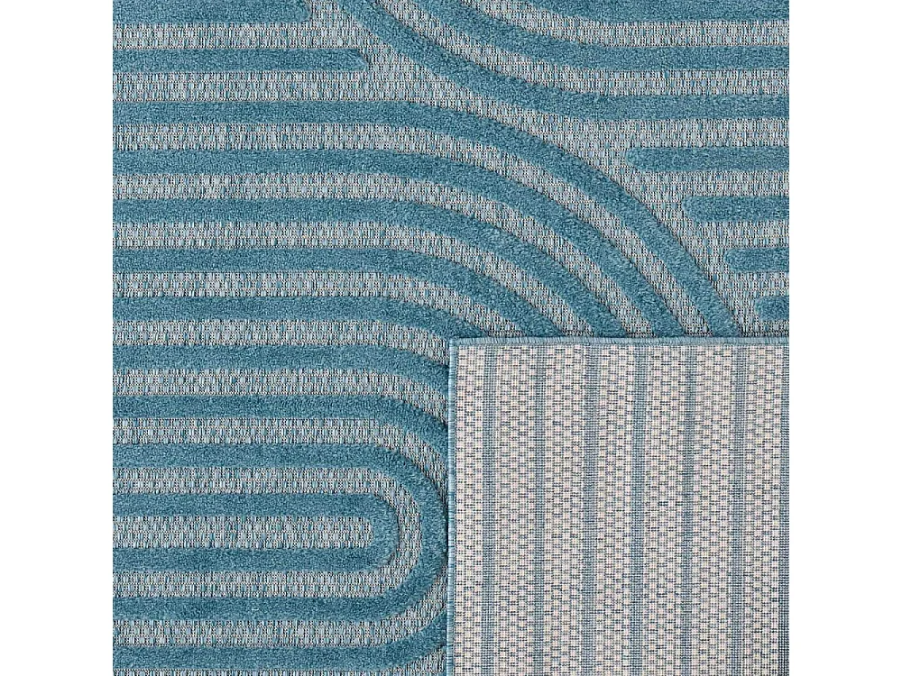 Tapis intérieur extérieur en polypropylène Fira 986 turquoise 300 x 80 cm