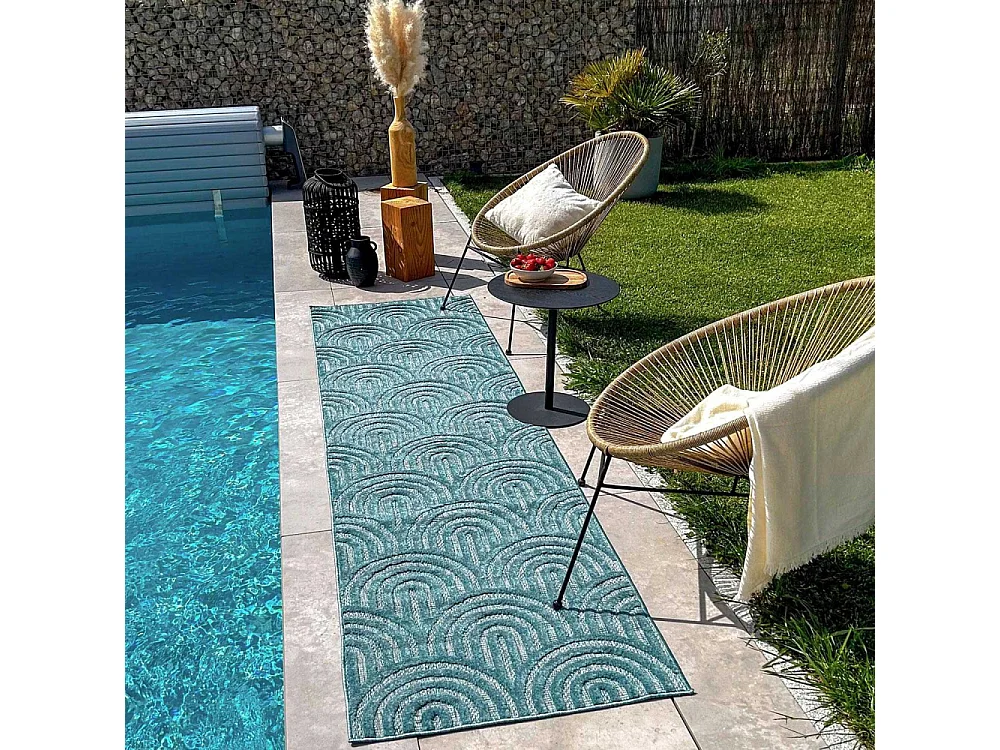 Tapis intérieur extérieur en polypropylène Fira 985 turquoise 150 x 80 cm