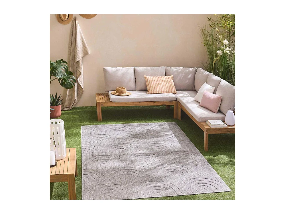 Tapis intérieur extérieur en polypropylène Fira 985 gris 290 x 200 cm