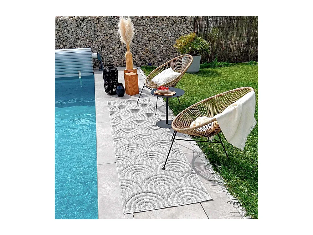 Tapis intérieur extérieur en polypropylène Fira 985 gris 290 x 200 cm