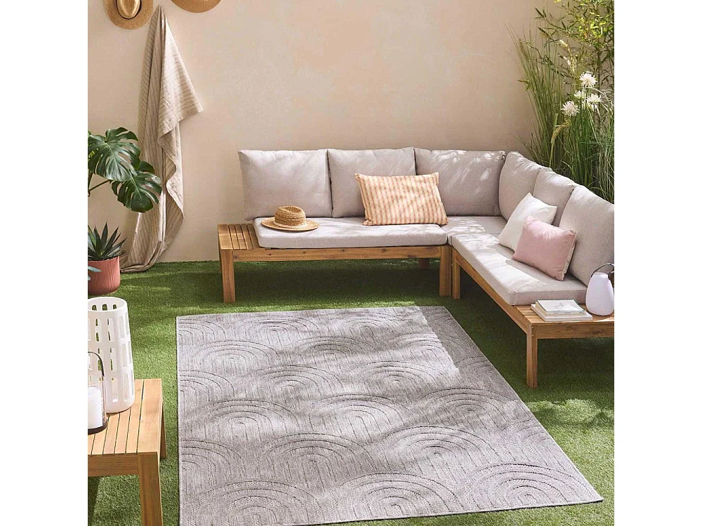 Tapis intérieur extérieur en polypropylène Fira 985 gris 290 x 200 cm