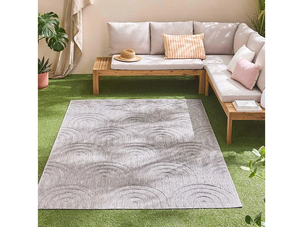 Tapis intérieur extérieur en polypropylène Fira 985 gris 290 x 200 cm