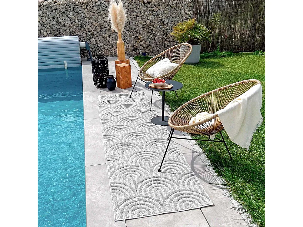 Tapis intérieur extérieur en polypropylène Fira 985 gris 300 x 80 cm