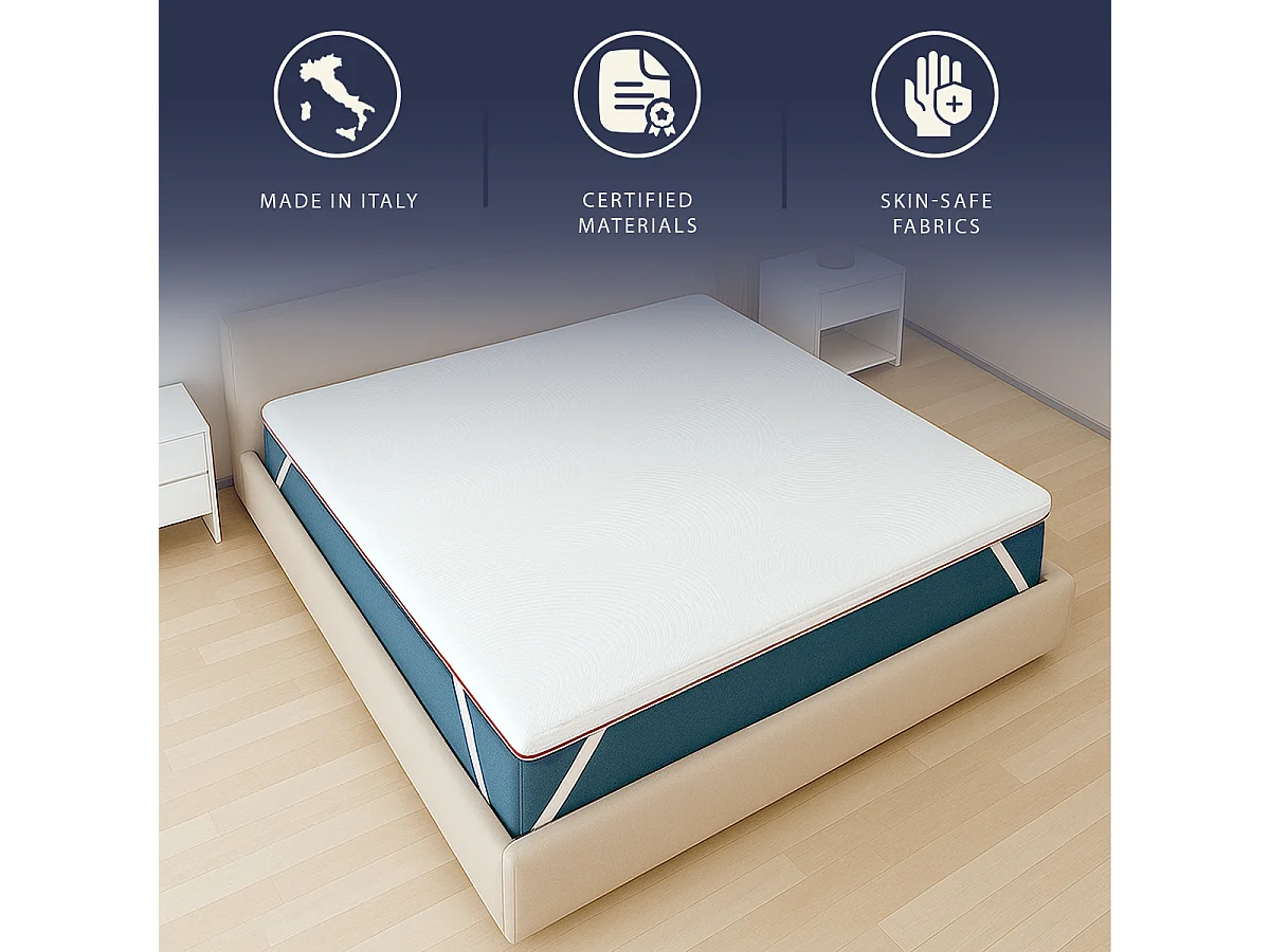 Topper double français 140 X 190 mousse mémoire 9 zones | Hauteur 5 cm | Anti-allergique