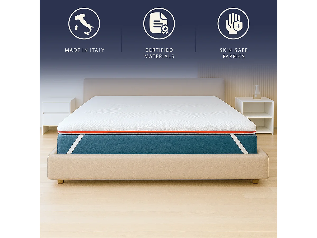 Topper double français 140 X 190 mousse mémoire 9 zones | Hauteur 5 cm | Anti-allergique