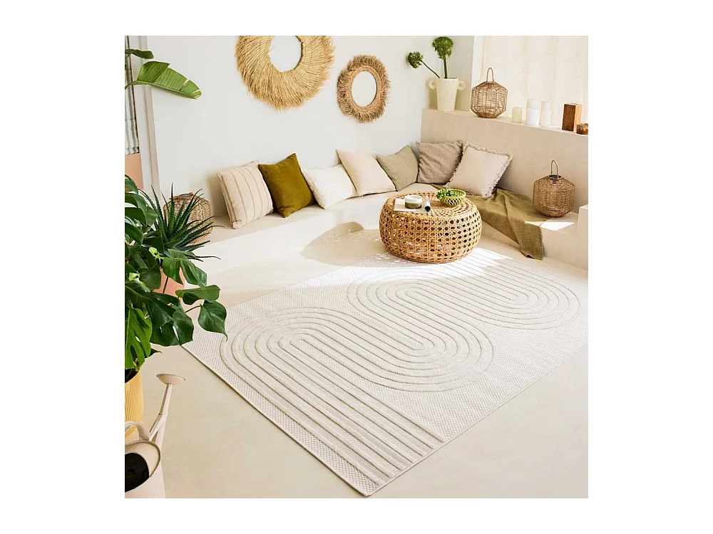 Tapis intérieur extérieur en polypropylène Fira 987 blanc 290 x 200 cm