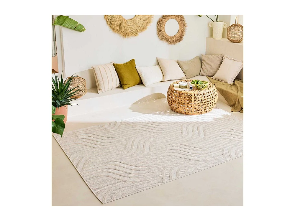 Tapis intérieur extérieur en polypropylène Fira 989 blanc 290 x 200 cm