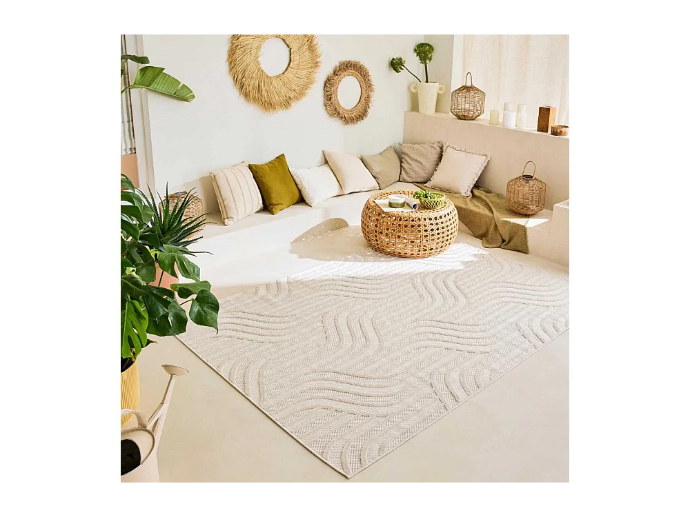 Tapis intérieur extérieur en polypropylène Fira 989 blanc 290 x 200 cm