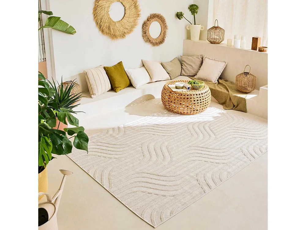 Tapis intérieur extérieur en polypropylène Fira 989 blanc 290 x 200 cm